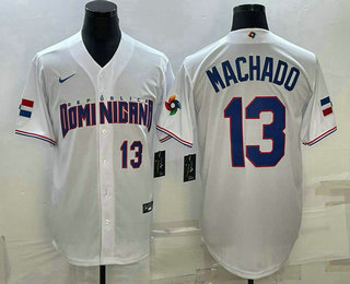 Mens Dominican Republic Baseball #13 Manny Machado Number 2023 White World Baseball Classic Stitched Jersey->2023 world baseball classic->MLB Jersey